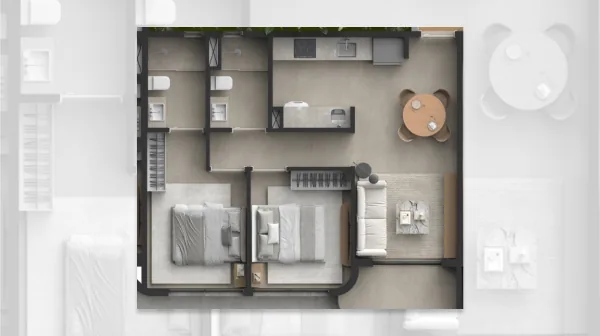 Planta do apartamento de 2 quartos do M. Manaíra