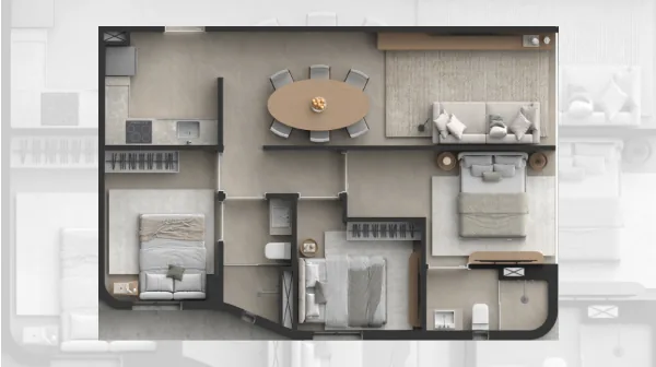 Planta do apartamento de 3 quartos do M. Manaíra